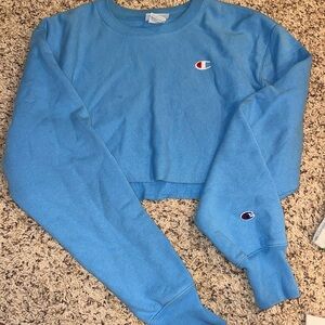 Blue champion cropped crewneck